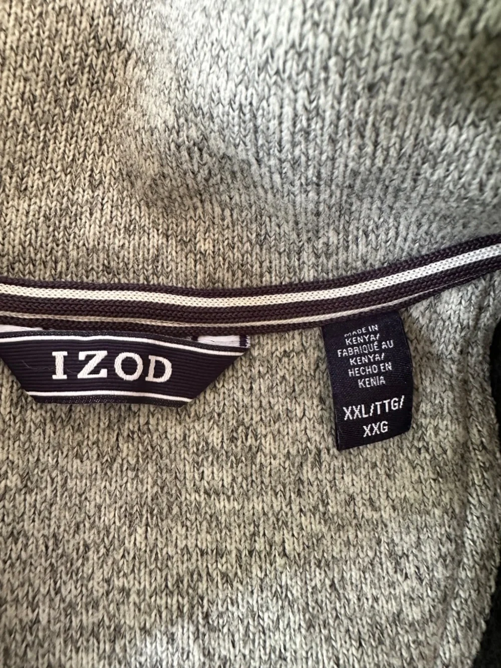 IZOD Men’s XXL Quarter Zip Pullover Sweater Gray Fleece Lined Long Sleeve